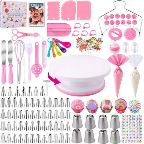 Nifogo Kit Pâtisserie Douille 356 Pièces – Accessoire Pâtisserie Ustensiles Plateau Tournant Gâteau Poche à Douille Décoration Gâteau Anniversaire (1/5)