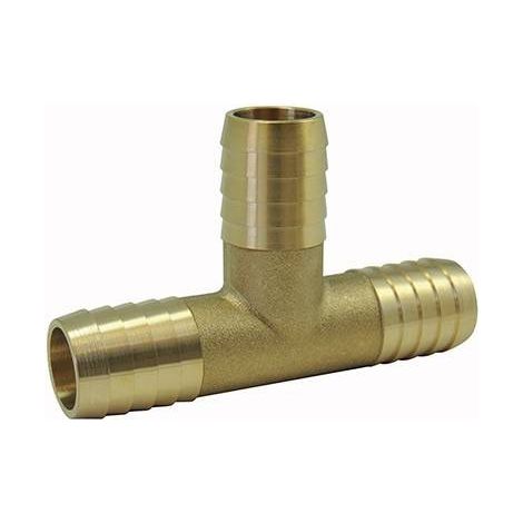 Té de jonction cannelé en laiton massif 10mm – Pression PN 10 bars – Pour arrosage et plomberie extérieure – Accroche optimale avec tuyaux souples – Ezfitt