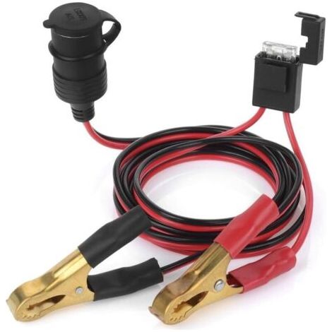 BUNTHAUS Lntyq Allume Cigare Câble Alimentation Rallonge Pince Crocodile 2m 12V 14awg 25A Adaptateu pour Téléphone Mobile, Aspiration,GPS