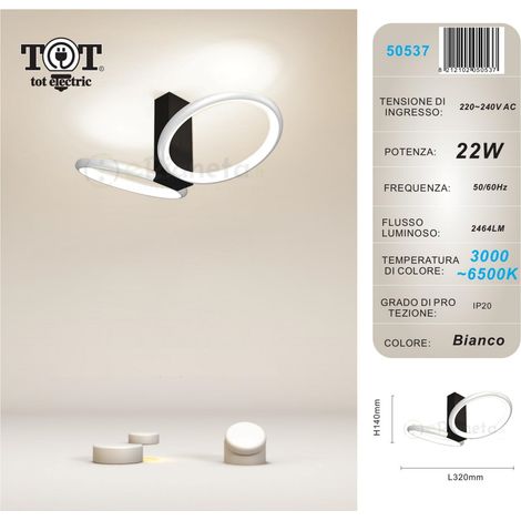 Plafoniera led 22w 2 cerchi nero bianco oro design moderno lampadario da soffitto con anello luce fredda calda Bianco
