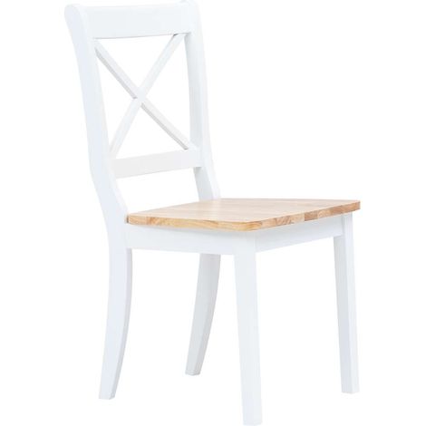 Maison Exclusive - Esszimmerstühle 4 Stk Weiß Helles Holz Massivh (1/5)
