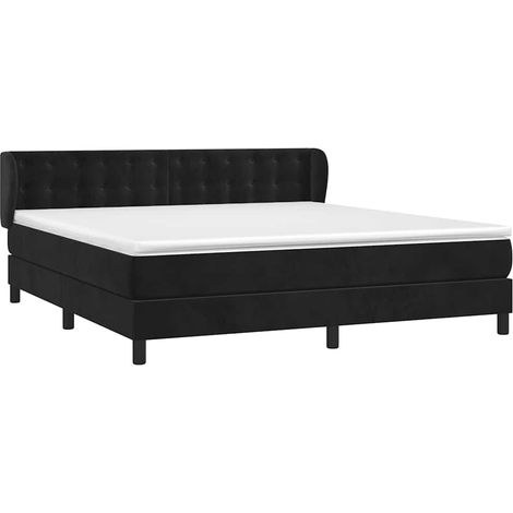 Box Spring Bed with Mattress Black 160x200 cm Velvet vidaXL (1/4)