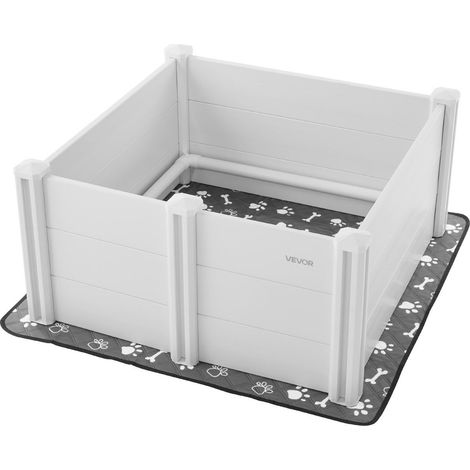 Boîte de mise bas pour chiens 98x98x46 cm en PVC,parc pour chiots avec porte réglable et tapis lavable,idéal pour chiens moyens (1/5)