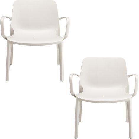 SET 2 Sedia poltrona Lounge GINEVRA S-CAB Interno ed Esterno con braccioli LINO Impilabile in Tecnopolimero Rinforzato con Fibra di Vetro Made in Italy (1/4)