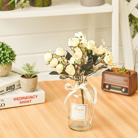 29CM Artificial Silk Rose Bouquet,White (1/5)