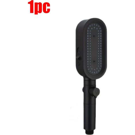 (Noir, 1 pièce) Pommeau de douche puissant à 3 jets, anti-obstruction et facile à nettoyer, anti-calcaire, flexible et à main. (1/5)