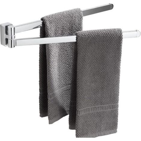 Porte-Serviettes pivotant chromé en Acier Inoxydable avec 2 Barres pivotantes (1/5)