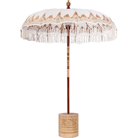 Parasol Balinés 260 Crema 180-190 cm Algodón y madera maciza vidaXL (1/5)