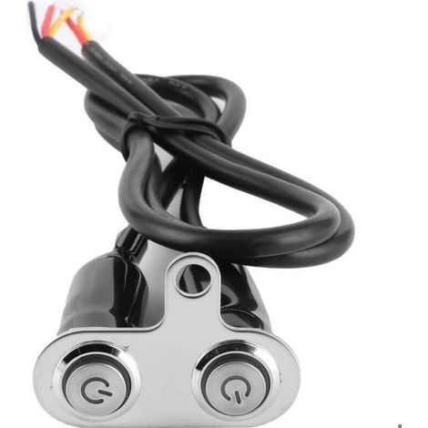 Interrupteur de Guidon de Moto en Acier Inoxydable 12V, Support de Modification LED, Bouton Poussoir de Commande (2 interrupteur) (1/4)