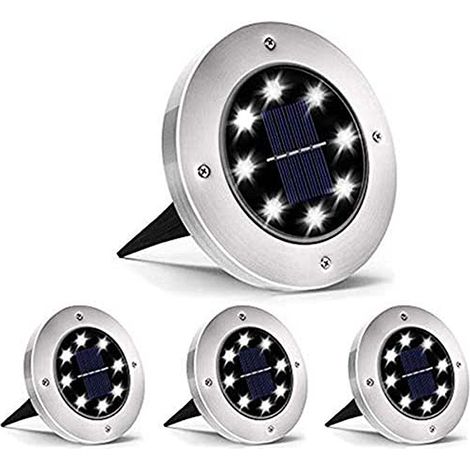Lampe solaire d'extérieur, lampe de jardin solaire, lot de 4, 8 LED intégrées - AquaForge (1/5)
