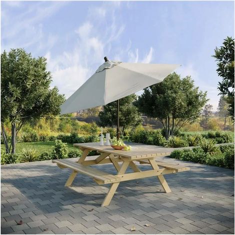 Set birreria tavolo picnic con panchina in legno Happytime 25mm per giardino e terrazzo 180 x 150 x 70 cm (1/6)