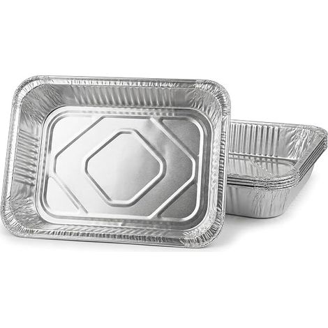 Lot de 15 bacs d'egouttage jetables en aluminium pour barbecue, doublures de bac a graisse recueillant l'huile et les jus de cuisson, compatibles avec les plateaux a graisse d'exterieur (1/5)