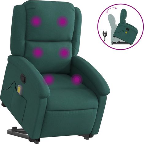 Maison Exclusive - Massagesessel mit Aufstehhilfe Dunkelgrün Stof