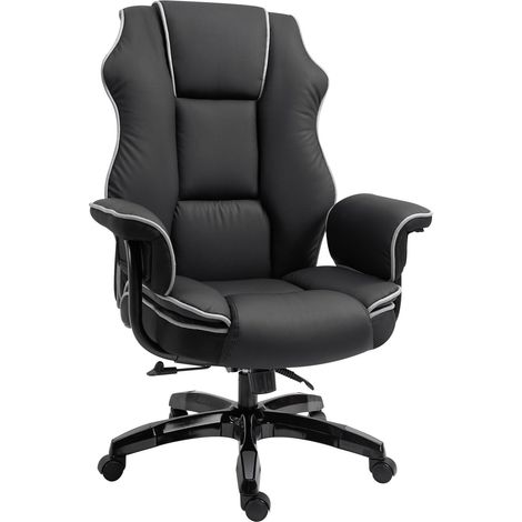 Bürostuhl Schreibtischstuhl Drehstuhl Mit Armlehnen Höhenverstellbar Ergonomisch Mit Wippfunktion Kunstleder Schwarz 76X80X118-124 Cm