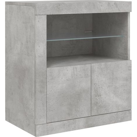 Aparador cómoda cómoda armario mueble organizador cocina salón salón con luces LED 60,5 x 37 x 67 cm gris 020030004