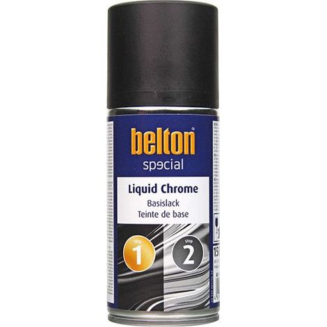 Bombe de peinture - Teinte de base - Noir - Liquid Chrome - Belton - 150ml