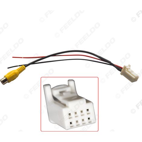 Compatible avec le câble d'entrée vidéo de recul à 8 broches version Toyota Taïwan pour la caméra de recul et le rétroviseur d'origine du véhicule.
