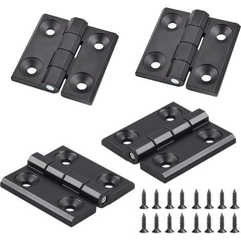 4 Pièces Charnières pour Placards, Noir Charnières Aluminium, Butt Charnière à Roulement Billes, Trous de Charnière Plats Pliants, Exterieur Charnière Inox, pour Tables Pliantes, Armoires, Meubles (1/5)