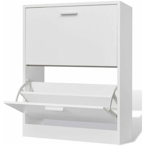 White Wooden Shoe Cabinet with 2 Compartments vidaXL (1/5)