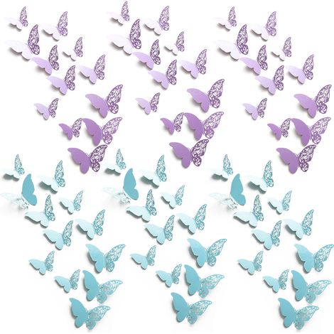 Autocollant Mur Papillon - Décoration Murale 3D en PVC Détachable - Pour Chambre Enfants Salle de Classe Nursery - 72 Pièces (1/5)