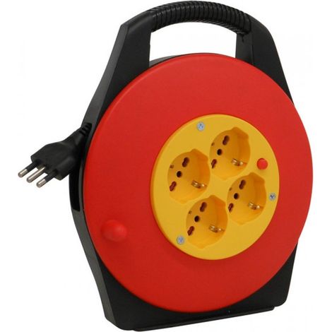 Avvolgicavo Elettrico Cavo mt. 10 Spina 16A/4 Prese 10-16A Schuko