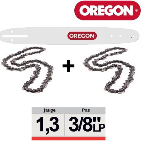 Oregon – Set d'accessoires pour tronçonneuse 16'' – Chaîne 3/8'' – Longueur 40 cm – 56 maillons – Pour bois dur et teck (1/6)