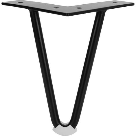 Lot de 4 Pieds de Table Basse Industrielle, Pied Épingle 15cm/ 6in, Hairpin Legs Support de Table en Fer Forge, Pied de Meuble Métal Noir avec des Vis Pour Table Basse, Meuble Bas, Meuble TV (1/4)