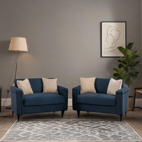 Canapé 2 places scandinave gris foncé avec pieds métal (1/5)