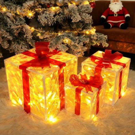 GBLY Decoración Navideña LED 3 Set Regalo 8 Modos Luz Interior Exterior Luces Adorno Árbol Cumpleaños Fiesta Regalos Navideños