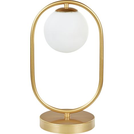 Lámpara de mesa moderna de pie pantalla redonda de vidrio luz única varilla de metal de hierro oro Yankee