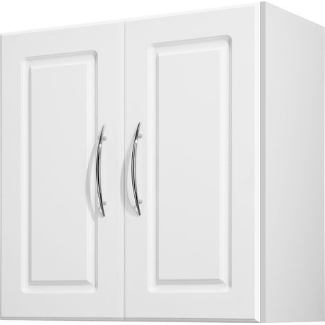 VEVOR Armoire murale de buanderie a 2 niveaux, placard de rangement suspendu avec etagere reglable, meuble de rangement avec 2 portes, pour cuisine, garage, salle de bain, 30 x 60 x 60 cm, blanc