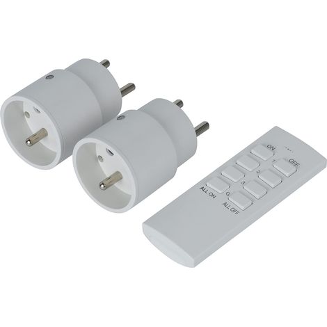 Prise électrique télécommandée (2 pièces) sans fil pour contrôler à distance (70 mètres de portée max) lampes, appareils ménagers mais aussi toutes les décorations de Noël (1/5)