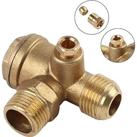 Clapet anti-retour en laiton à 3 voies pour compresseur d'air, filetage mâle 20 mm, raccord pour tube de réservoir d'air comprimé (1/3)