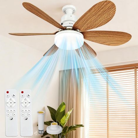 Plafond ventilate with éclairage intégré, Preis für Télécommand, 3 modi d'eclairage, 3 vitesse de vente, montage encastré, ideal for chambre, salon, kitchen, intérieur (aspect bois)