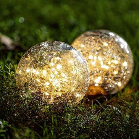 Lampes Exterieure Solaires Jardin 2 Pièces, Exterieure Solaire Lumiere Globe 12cm lumière IP55 Étanche, 33LED Lampe Solaire Exterieur Decorative Extérieur Jardin Patio Cour Allée, Blanc Chaud (1/5)