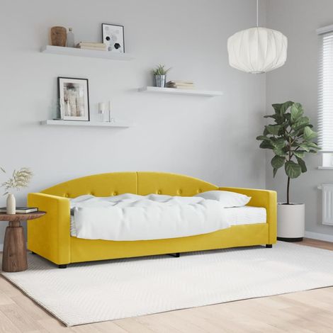Lit de jour avec matelas - Canapé-lit avec matelas jaune 80x200 cm velours 786994 (1/5)