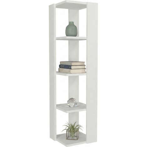 Libreria Clivio, Biblioteca 3 Ripiani, Installazione Libera, Struttura Verticale, 31x33x120h cm Bianco