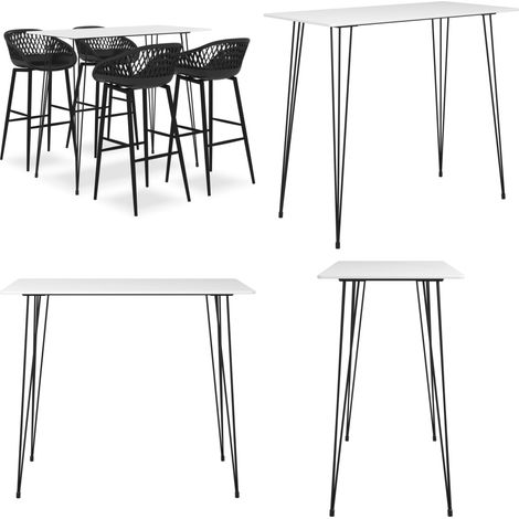 Ensemble de bar 5 pcs Blanc et noir - Ensemble De Bar - Meuble De Salle À Manger - Table De Bar - Tabouret De Bar - Mobilier Moderne - Home & Living (1/5)