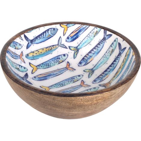 Boccia per pesci in legno e resina M - Decorazione fresca e colorata (1/3)