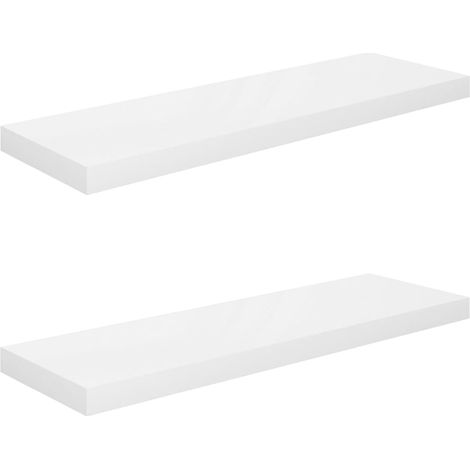 Étagère murale 2 pcs，Étagère flottante Blanc brillant 80x23,5x3,8cm MDF CFW69933 (1/5)