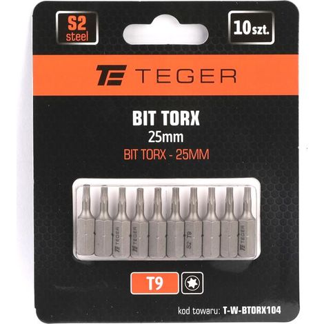 Punta Torx de 25 mm/T9 (juego de 10) / teger