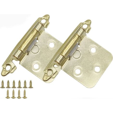 Lot de 4 charnières en cuivre antique pour portes de cuisine, à fermeture automatique, recouvrement de 1,27 cm (variable), cadre semi-dissimulé (D) (1/5)