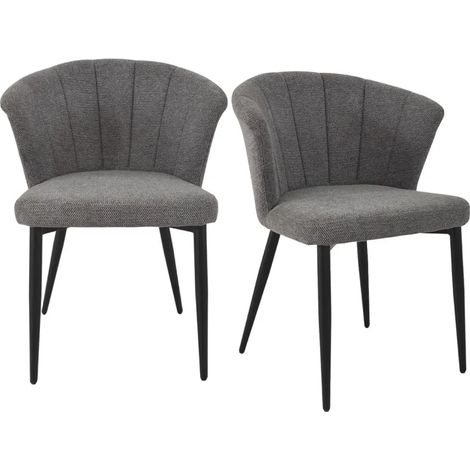 Lot 2 chaises repas en tissu gris anthracite et pieds métal – MONTREAL (1/5)