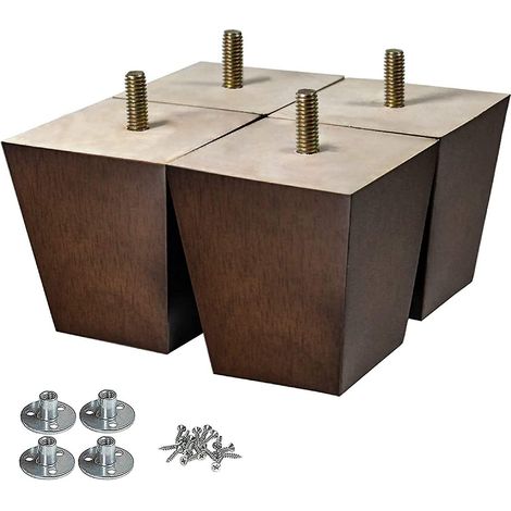 Simple Furniture: Wooden Feet, Wooden Coffee Table. Table and Chair Feet. Oak Square and Oblique Wooden Legs. Heightened Furniture Support Foot Processing. (1/5)