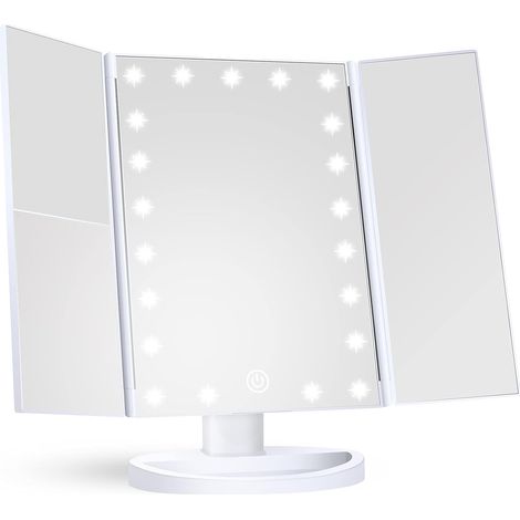 Loupe 1x, 2x et 3x, miroir de maquillage lumineux, commande tactile (1/5)