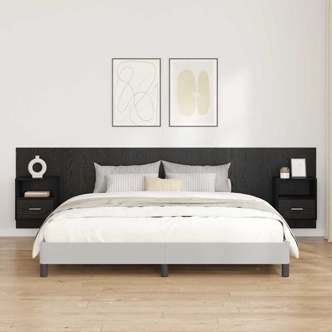 vidaXL Tête de lit avec armoire 3 pcs Chêne noir Bois d'ingénierie
