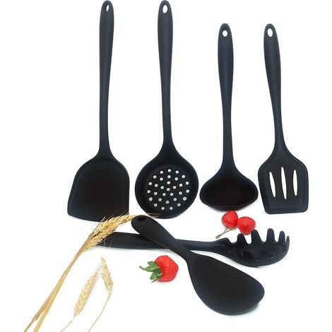 Lot de 6 embouts en silicone sans BPA Noir (1/5)