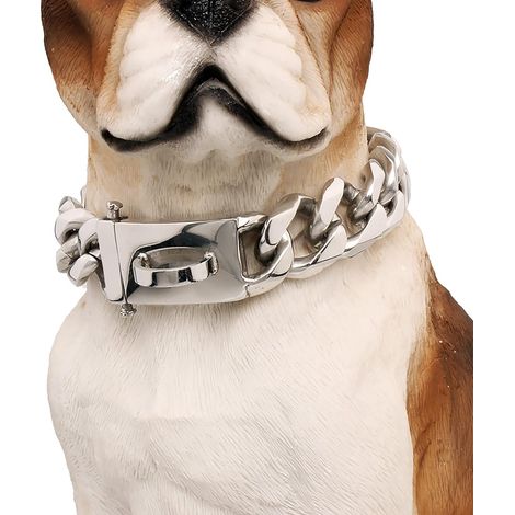Collier pour chien en chaîne dorée avec boucle de sécurité, collier anti-morsure robuste pour chiens de taille moyenne et grande (1/5)