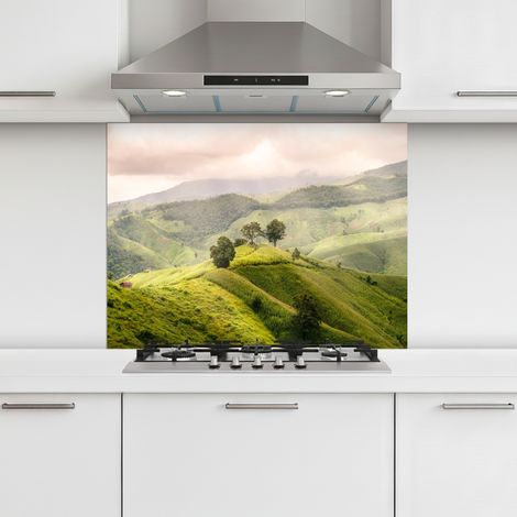 CRÉDENCE CUISINE Paysage - Collines - Vert 80x60 cm