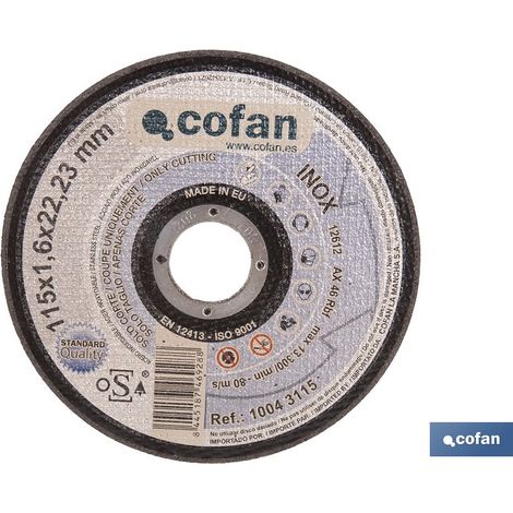 Disque à tronçonner de 115 mm pour métaux, d'une épaisseur de 1,6 mm, certifié conforme à la norme ISO 9001. (1/4)